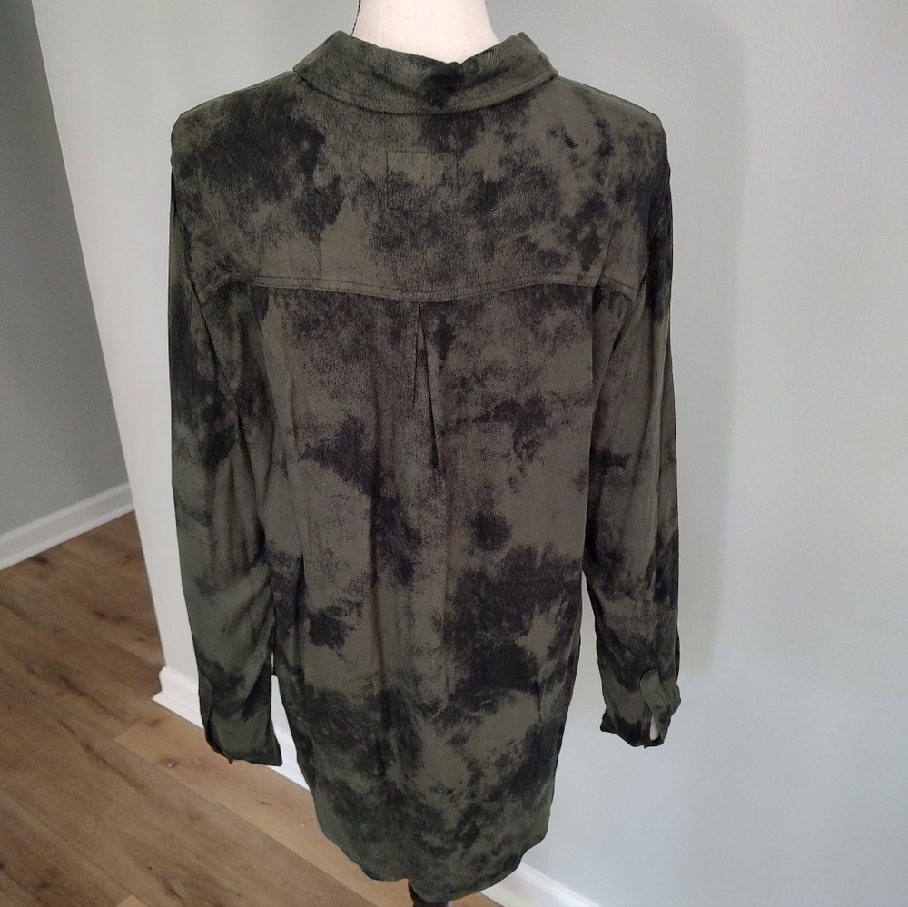Rails Long Sleeve Hunter Olive Tie Dye Women’s Shirt Black M - Picture 3 of 12